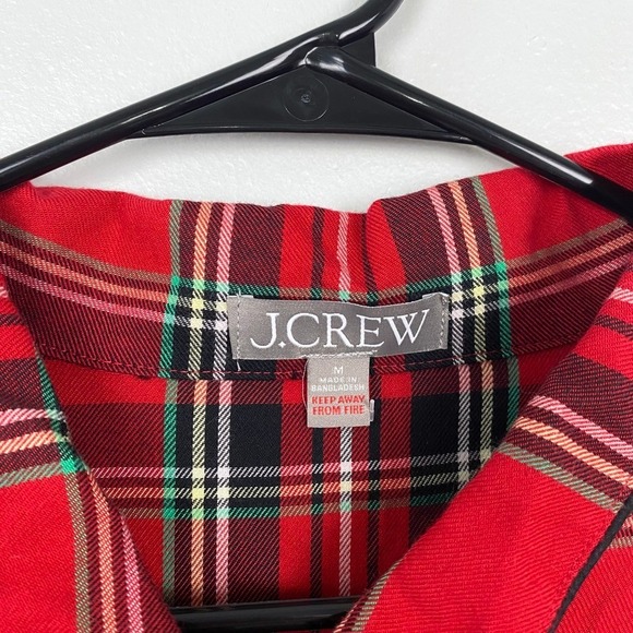J.‎ Crew Flannel Pajama Top Good Tidings Plaid Button Up Long Sleeve Size Medium - Picture 3 of 10